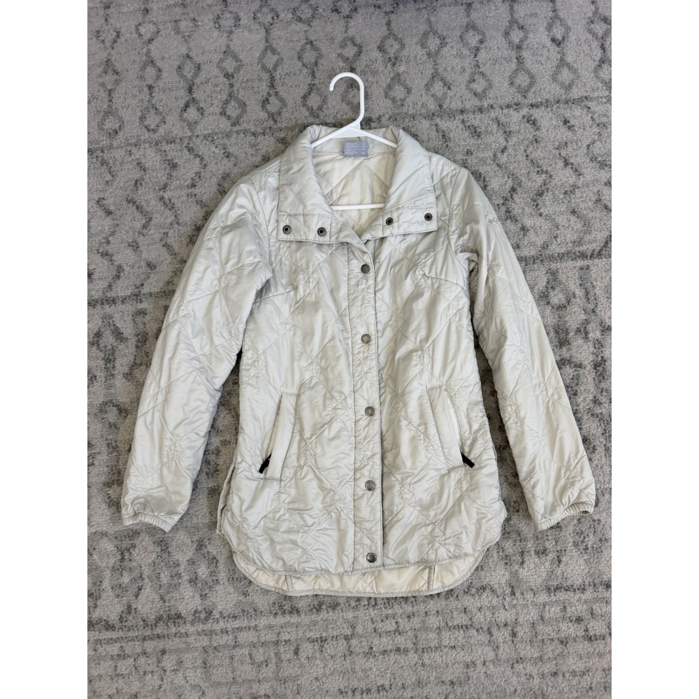 Columbia Women's XS Ivory Quilted Longline Jacket Snap Front Lightweight Coat
